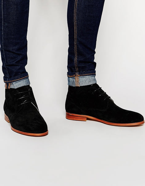 Leather Short Lace-Up Boots