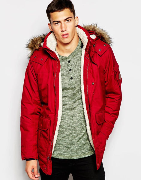 Borg Lined Parka with Faux Fur Trim Hood